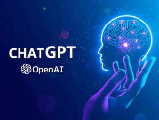 image of hand holding an ai face looking at the words chatgpt openai